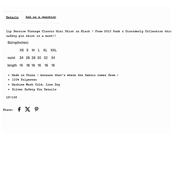 LIP SERVICE near vintage 2010 Punk and Disorderly kilt pin mini skirt - Picture 9 of 9